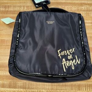 Victoria's Secret Black hanging cosmetic bag with Gold Accents